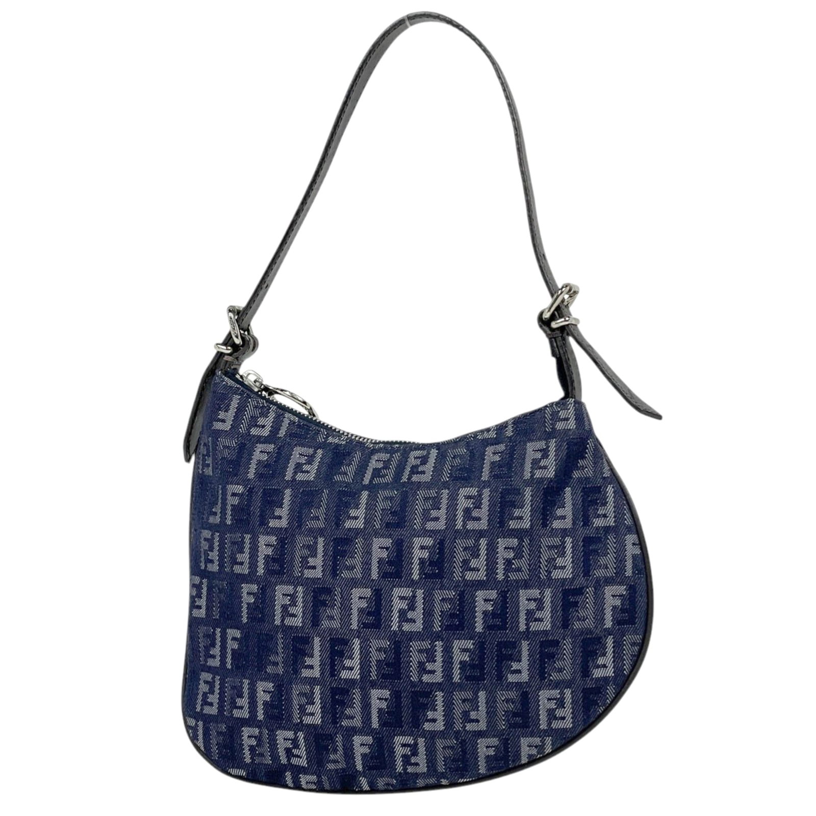 Fendi shoulder bag Zucchino: Fendi shoulder bag Zucchino The Fendi Zucchino shoulder bag is a timeless piece, boasting the iconic brand's signature style with its navy hue and sleek design. Made from high-quality Zucchino materia