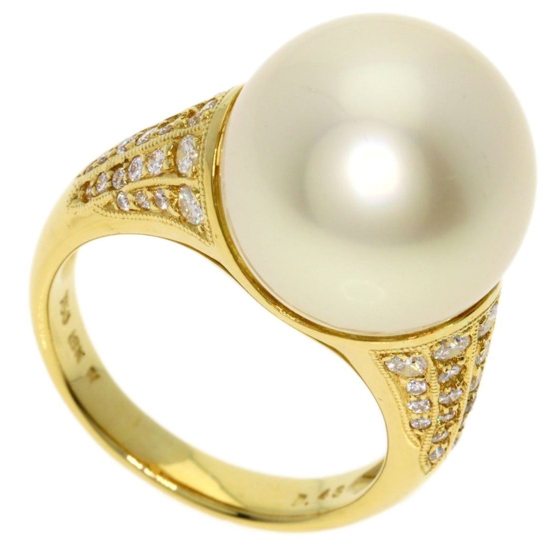 Ponte Vecchio Pearl Diamond Ring K18 Yellow Gold (1 of 11)