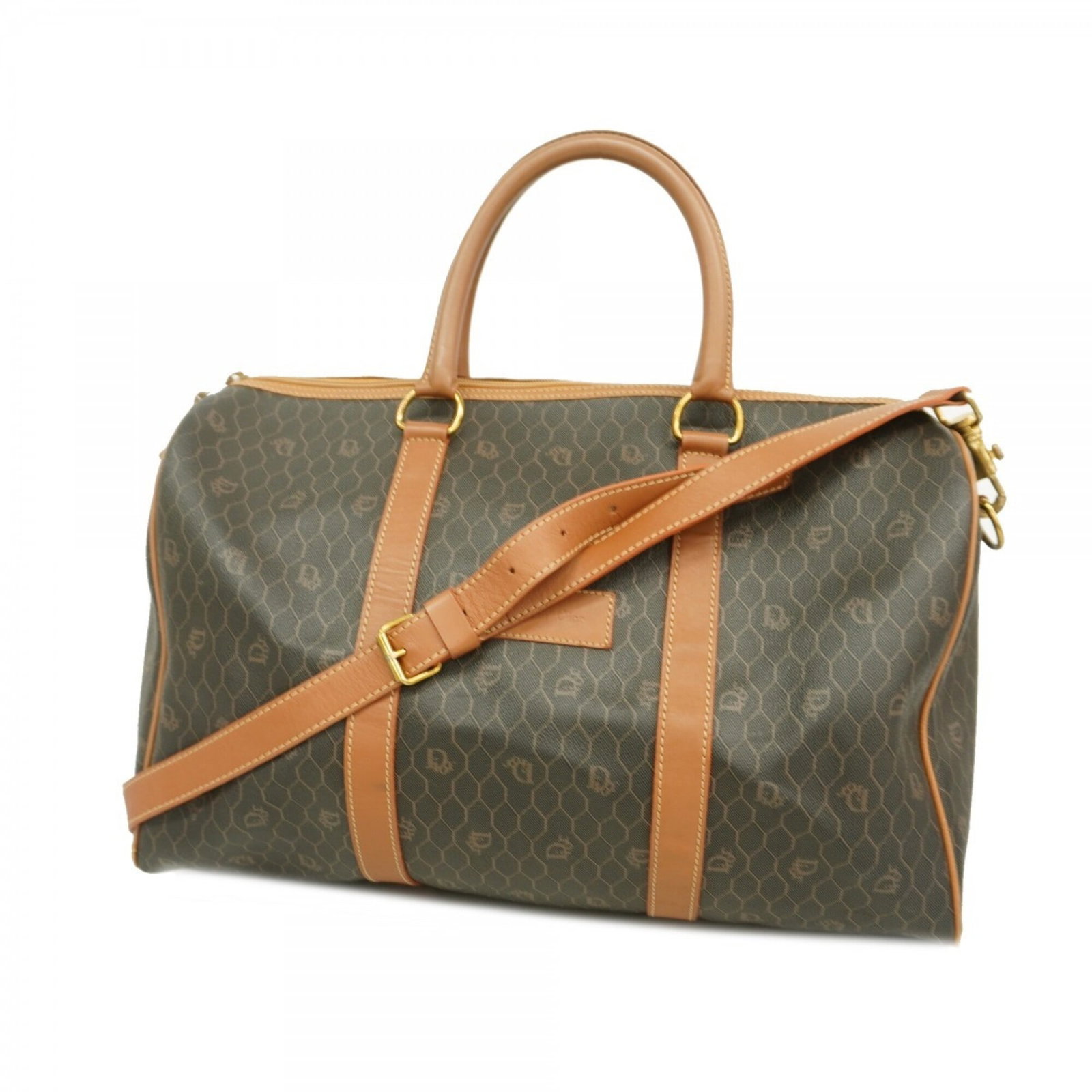 Christian Dior PVC Boston Bag: Christian Dior PVC Boston Bag A rare and iconic piece from Christian Dior, this PVC Boston Bag exudes timeless sophistication with its sleek dark brown hue and gold hardware. Its structured design and