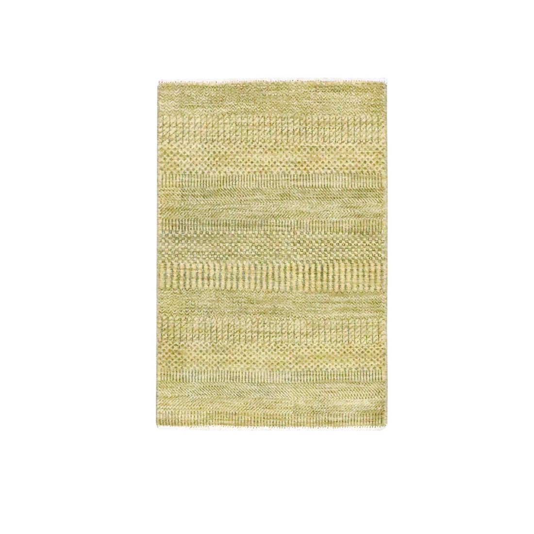 2'x3' Brown Modern Grass Design Hand Knotted Wool with Silk Sample Rug: 2'x3' Brown Modern Grass Design Hand Knotted Wool with Silk Sample Rug Experience the warmth and elegance of India's rich cultural heritage with this stunning 2'x3' modern grass design hand-knotted
