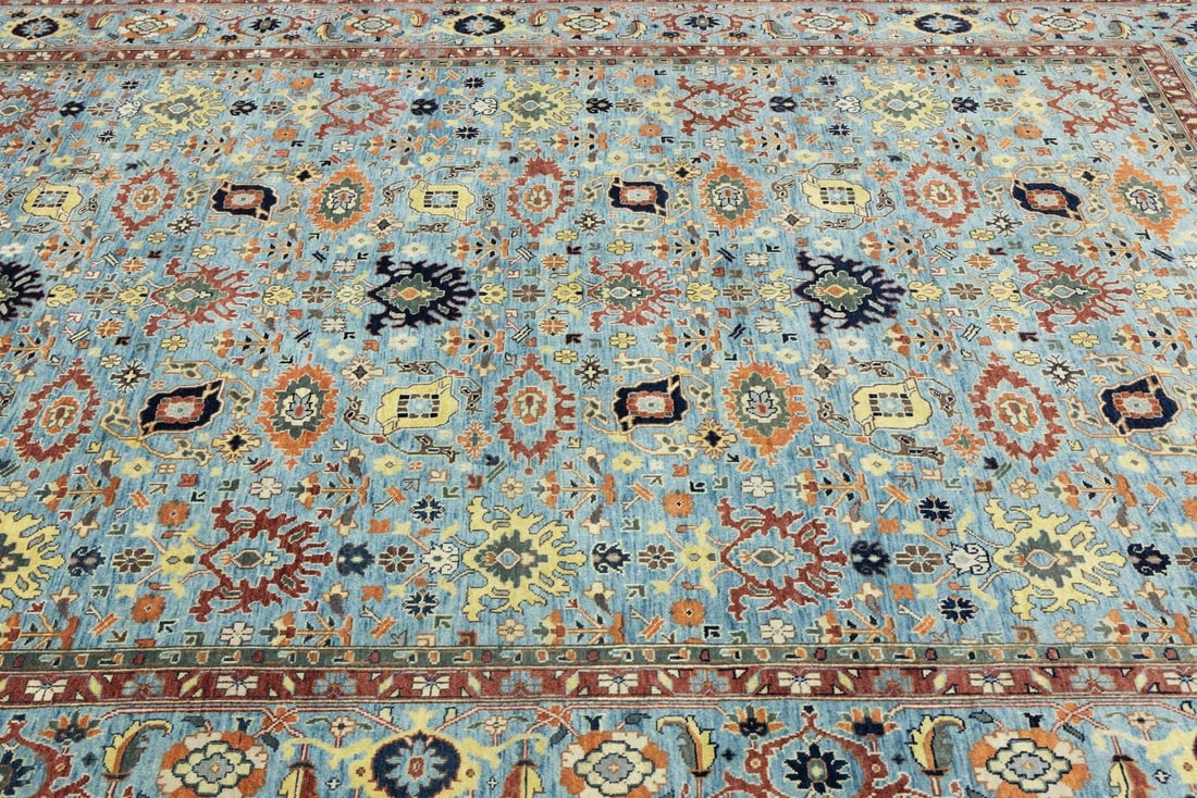 10x14ft Hand-Knotted Floral Blue Chobi Oriental Rug Extra Large Carpet (1 of 14)