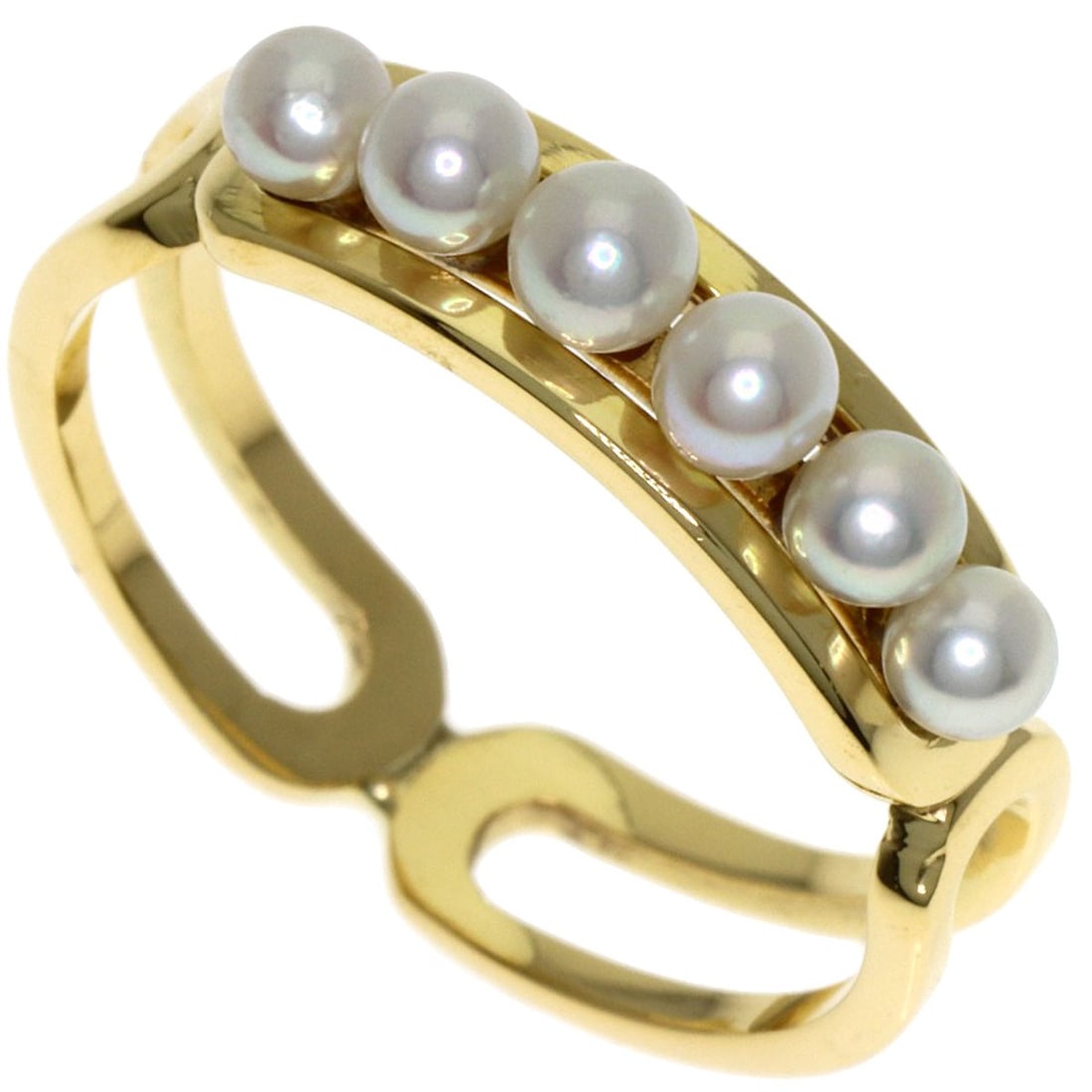 Mikimoto baby pearl ring in yellow gold. (1 of 7)