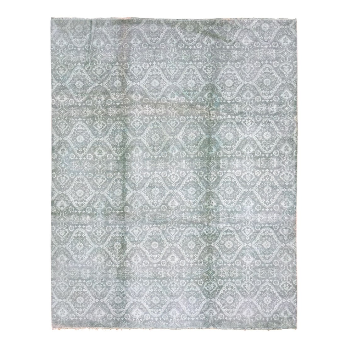 8'x10'1" Green Tone on Tone Wool and Silk Hand Knotted Oriental Rug (1 of 12)