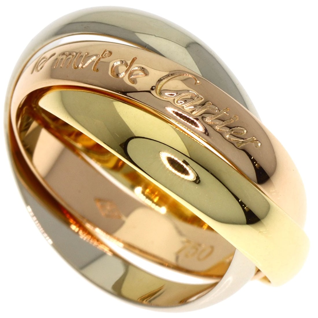 CARTIER Trinity Ring in 18k Yellow and Pink Gold: CARTIER Trinity Ring in 18k Yellow and Pink Gold Experience the timeless elegance of Cartier's iconic Trinity Ring, expertly crafted in 18k yellow and pink gold for a truly unique look. This exquisite