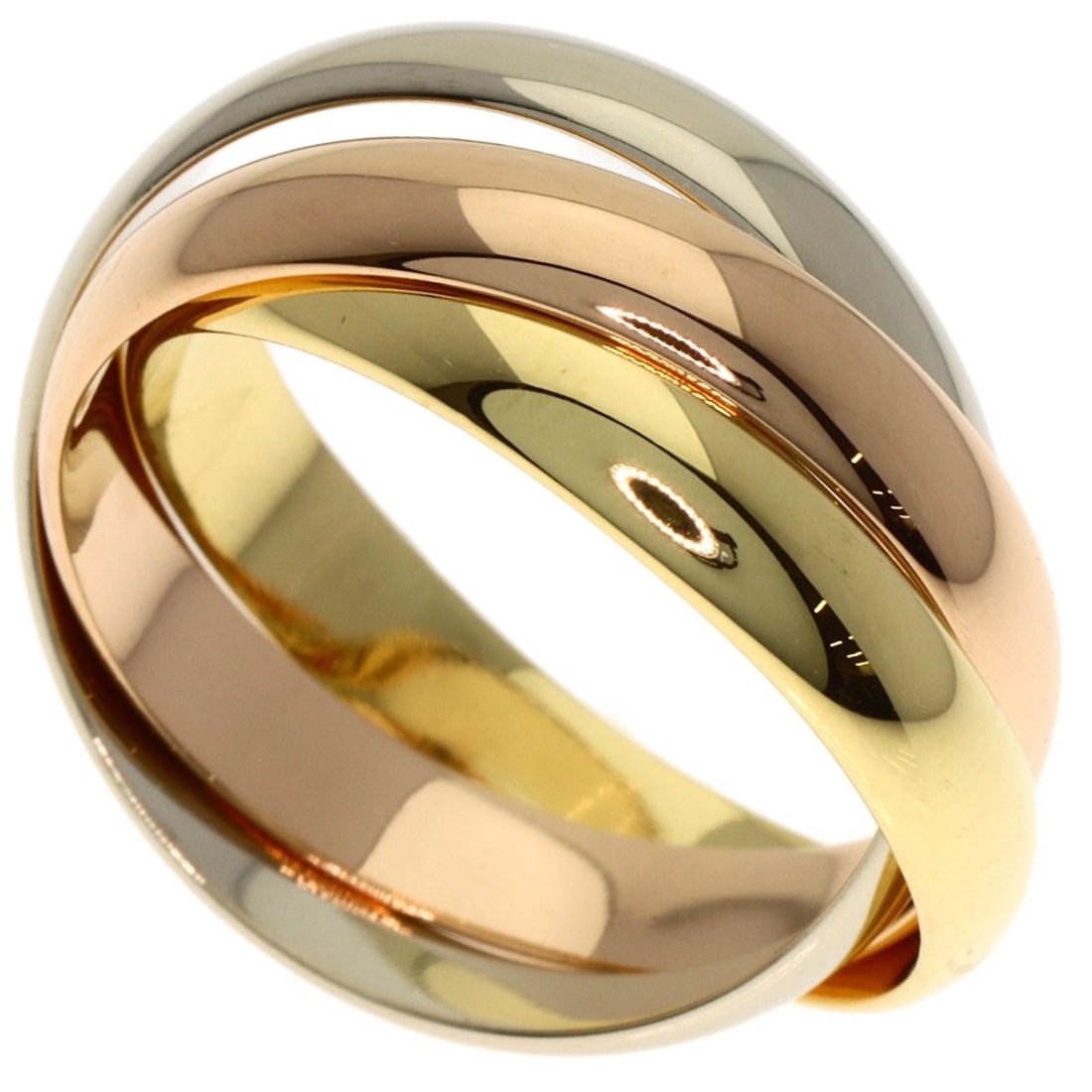 CARTIER Trinity is a #51 K18 Yellow Gold and 18K pink gold ring.: CARTIER Trinity is a #51 K18 Yellow Gold and 18K pink gold ring. A stunning piece of French luxury, the CARTIER Trinity ring boasts sleek lines and a striking gold hue, crafted from high-karat 18K yel