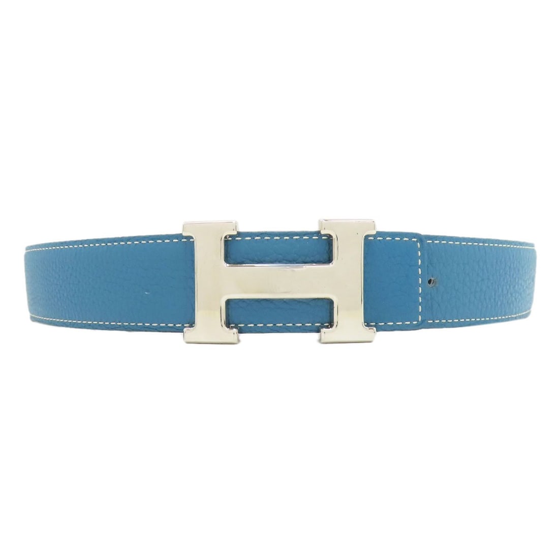 HERMES H Belt Blue Jean SilverHardware belt Taurillon Clemence Calf: HERMES H Belt Blue Jean SilverHardware belt Taurillon Clemence Calf Elevate your style with the iconic Herm?s Taurillon Clemence belt, crafted from rich blue Taurillon Clemence leather and adorned