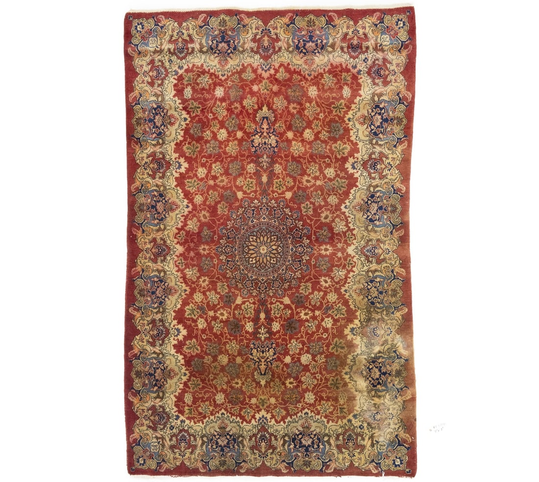 4'5X7 Handmade Semi-Antique Oriental Rug Red Traditional Floral Wool Carpet: 4'5X7 Handmade Semi-Antique Oriental Rug Red Traditional Floral Wool Carpet Experience the timeless beauty of this exquisite, handmade semi-antique Oriental rug, expertly woven with wool to create a