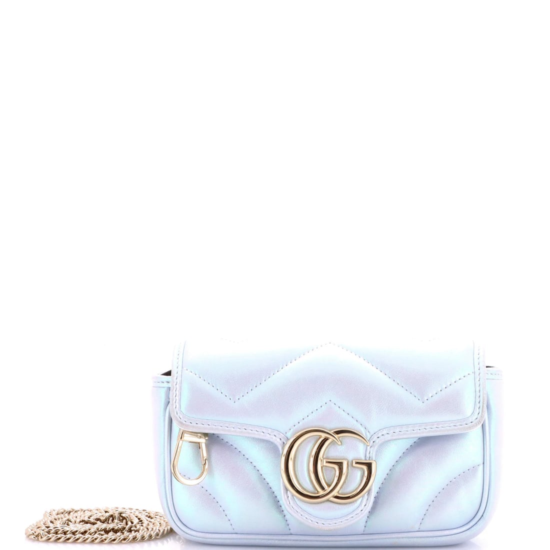 Gucci Super Mini Iridescent Leather Chevron Bag Marmont Flap (1 of 7)