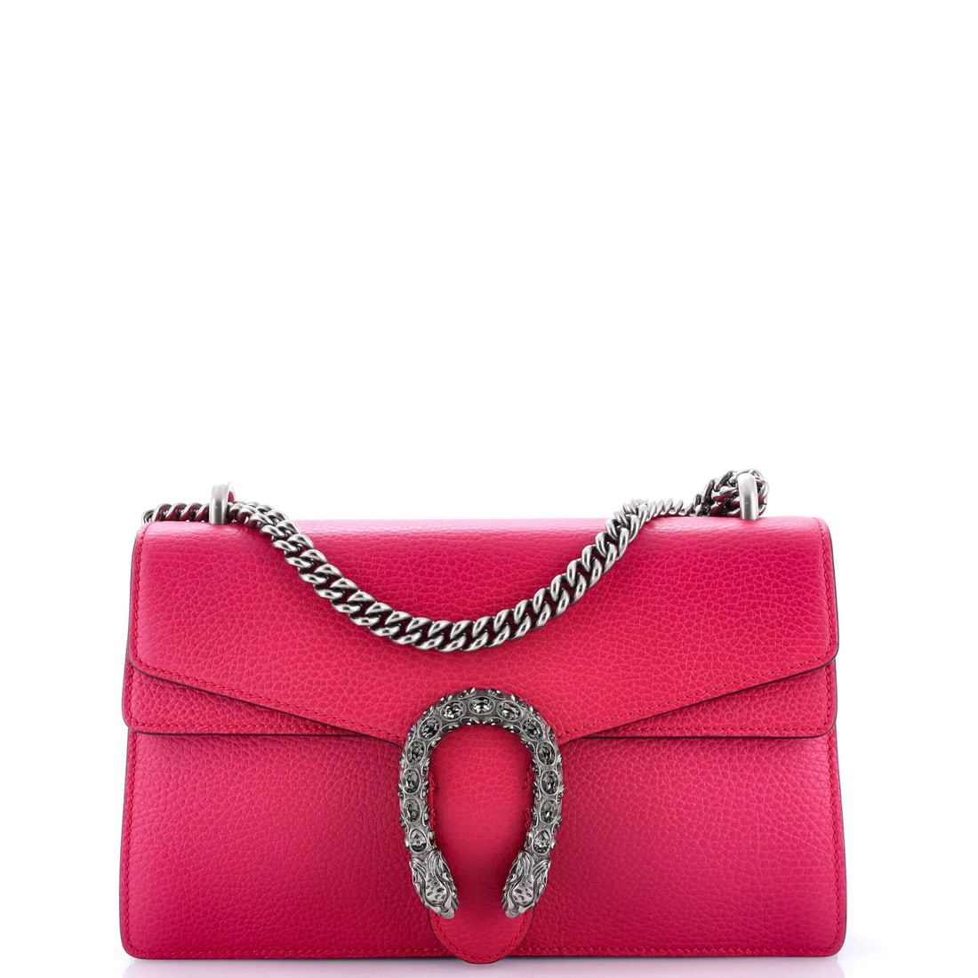 Gucci Small Dionysus Leather Bag: Gucci Small Dionysus Leather Bag Experience the iconic Gucci Dionysus style with this stunning small leather shoulder bag, boasting a vibrant pink exterior and neutral interior. With its classic desig