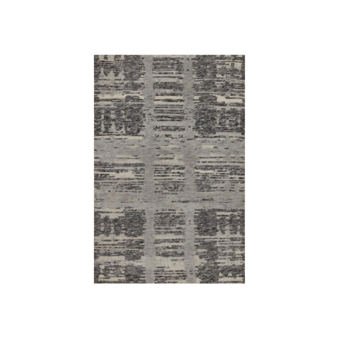 Gray hand knotted wool criss cross rug with modern design and erased gray mat. (1 of 8)