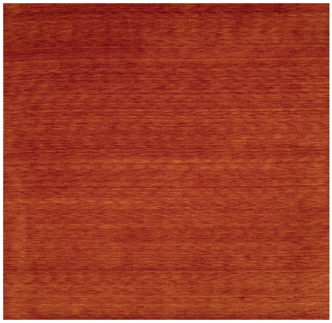 Orange Red Solid Design Hand-Loomed 6X6 Gabbeh SquareWool Rug Oriental Carpet: Orange Red Solid Design Hand-Loomed 6X6 Gabbeh SquareWool Rug Oriental Carpet Experience the warmth and beauty of handloomed wool, expertly crafted in India to create a stunning 6x6 square Gabbeh rug
