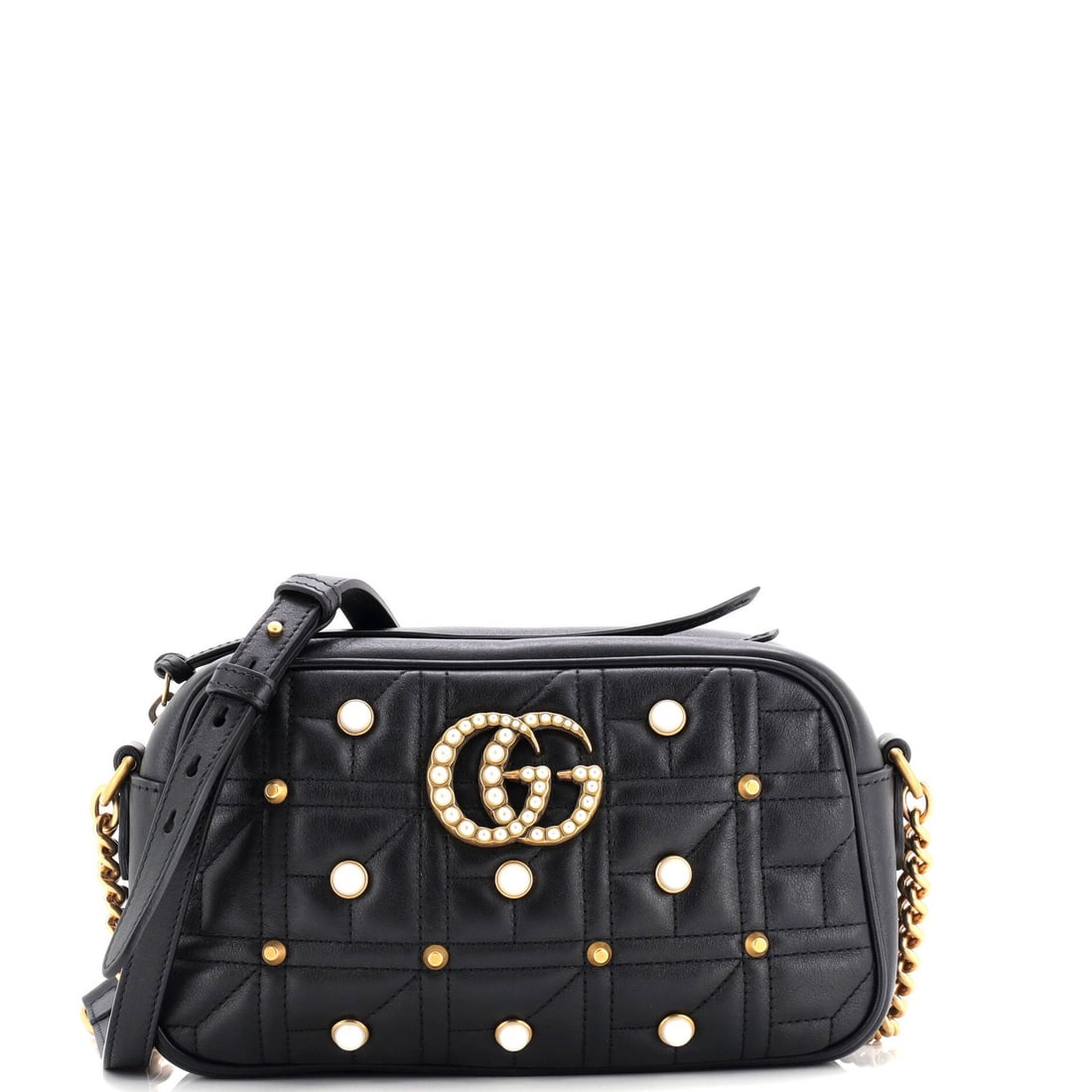 Gucci small matelasse leather embellished pearly GG marmont shoulder bag (1 of 6)