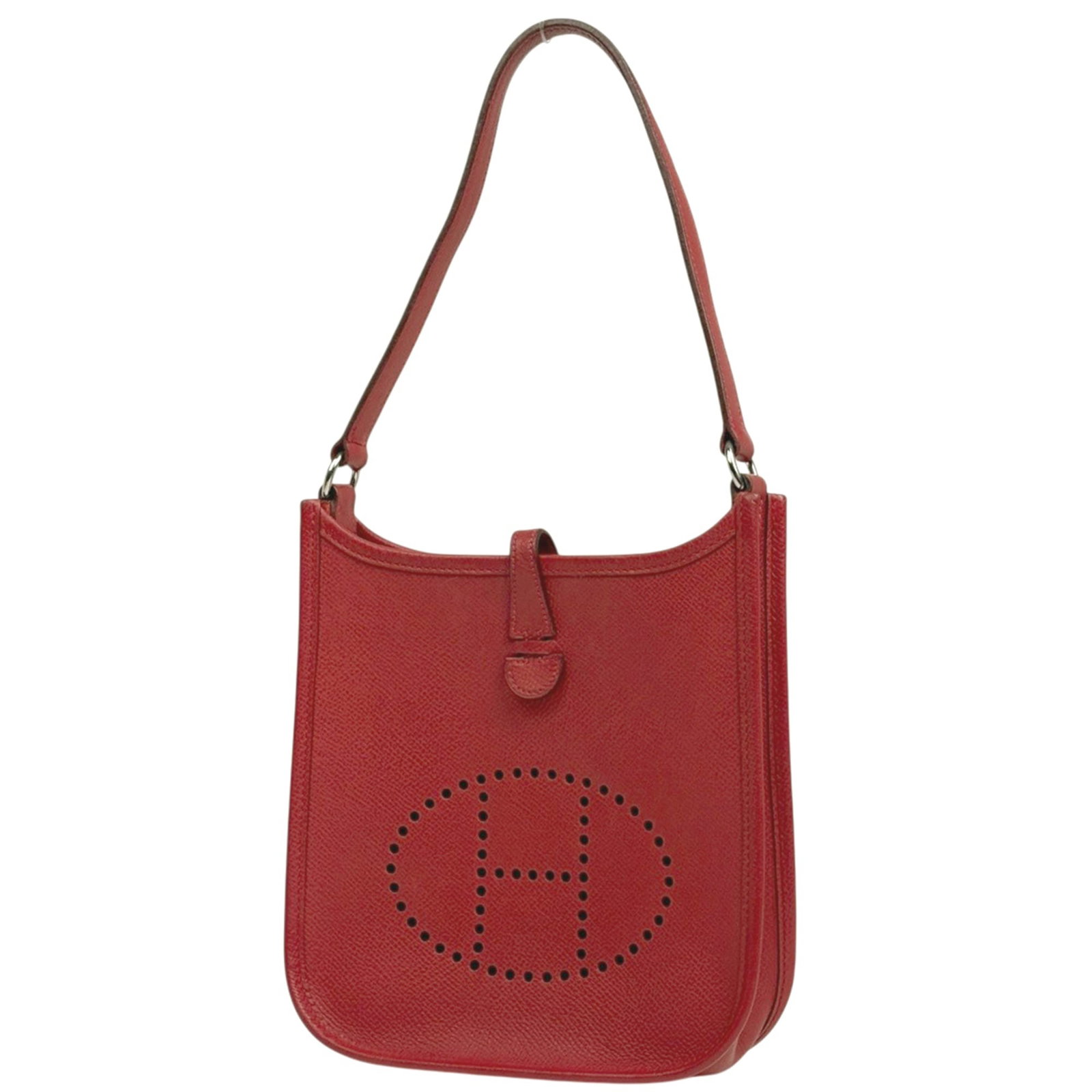 Hermes Epsom Leather Handbag: Hermes Epsom Leather Handbag A stunning Herm?s Epsom Leather handbag in rich Rouge Garance, boasting classic design and exceptional craftsmanship. With its signature trapezoidal shape and signature