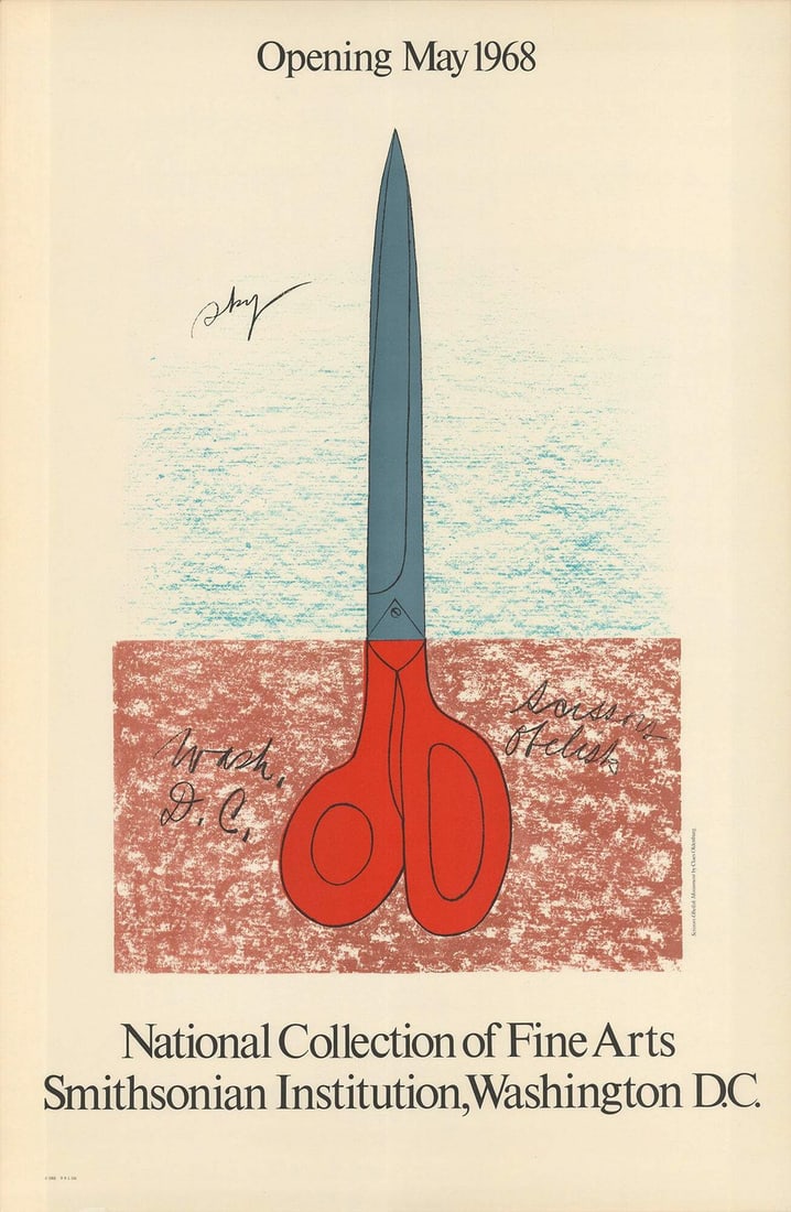 CLAES OLDENBURG Scissors as Monument 42" x 28" Lithograph 1968 Pop Art Red Brow (1 of 4)