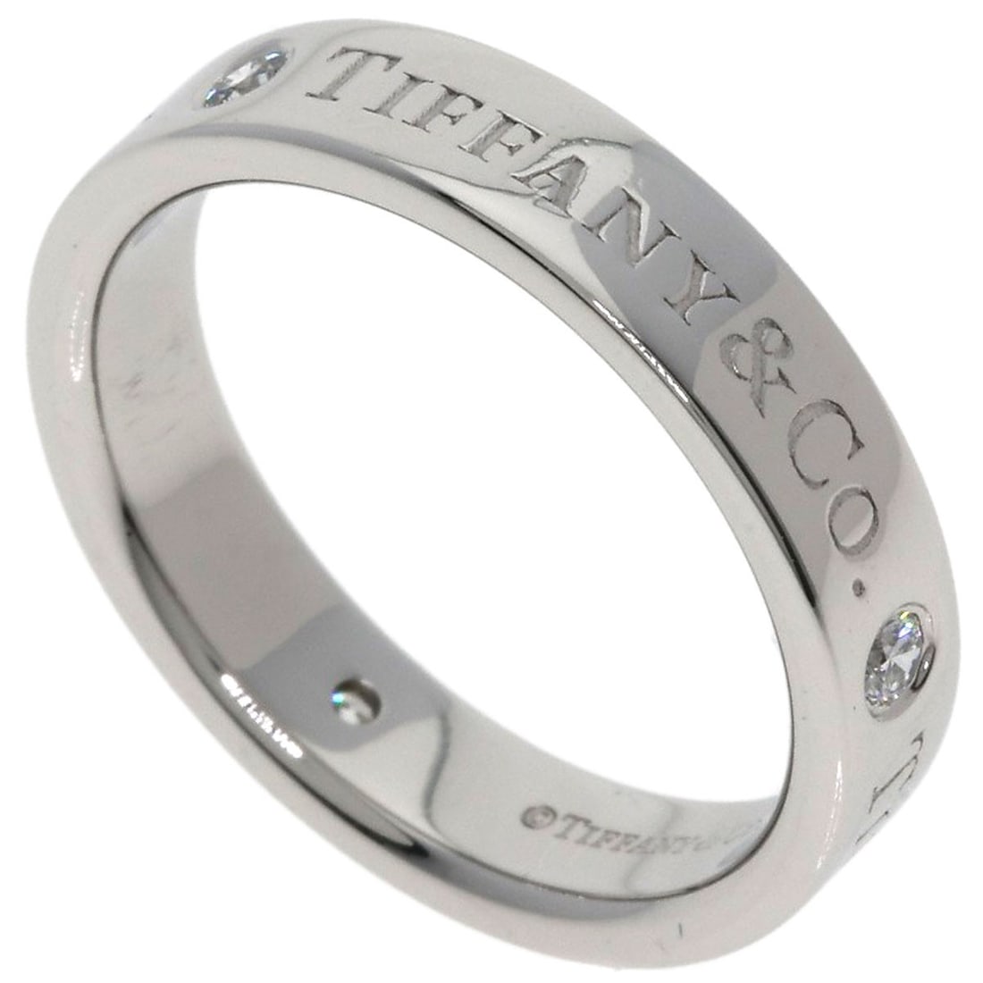 TIFFANY&Co. Flat band 3P Diamond Ring Platinum PT950 (1 of 6)