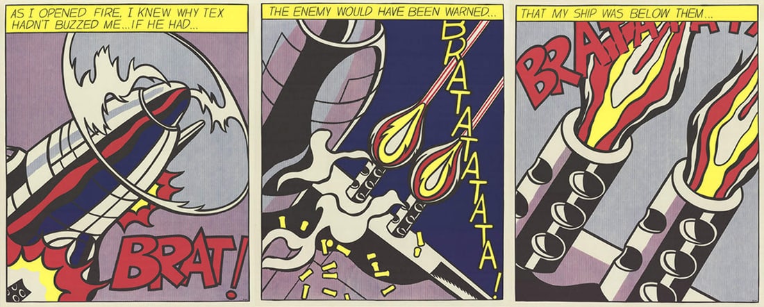 ROY LICHTENSTEIN As I Opened Fire (Triptych) 25" x 60" Poster 1997 Pop Art Multi (1 of 13)