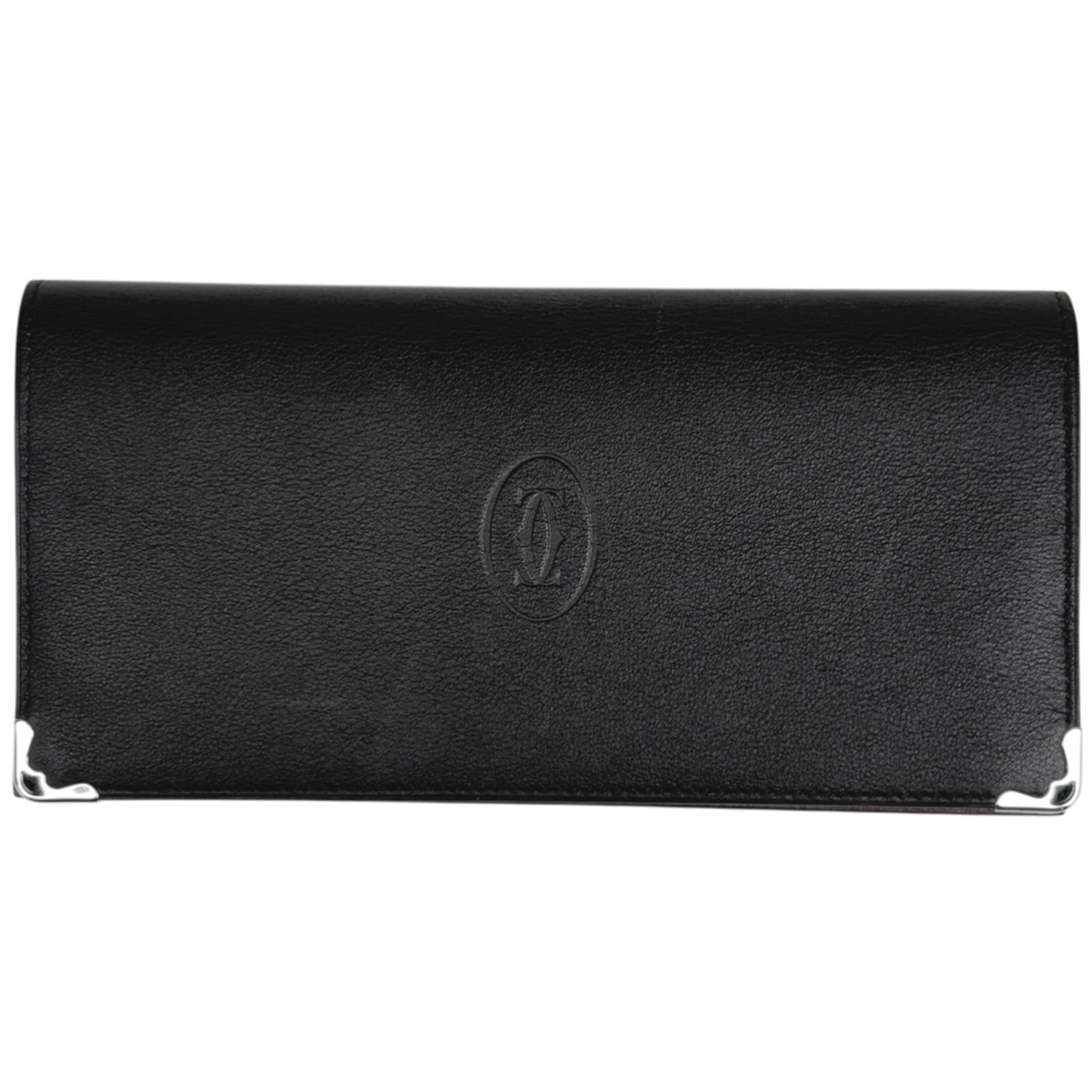 Cartier long leather bi-fold wallet: Cartier long leather bi-fold wallet A sleek and sophisticated accessory, this Cartier long leather bi-fold wallet is a timeless classic that exudes luxury and refinement. With its rich black leather a