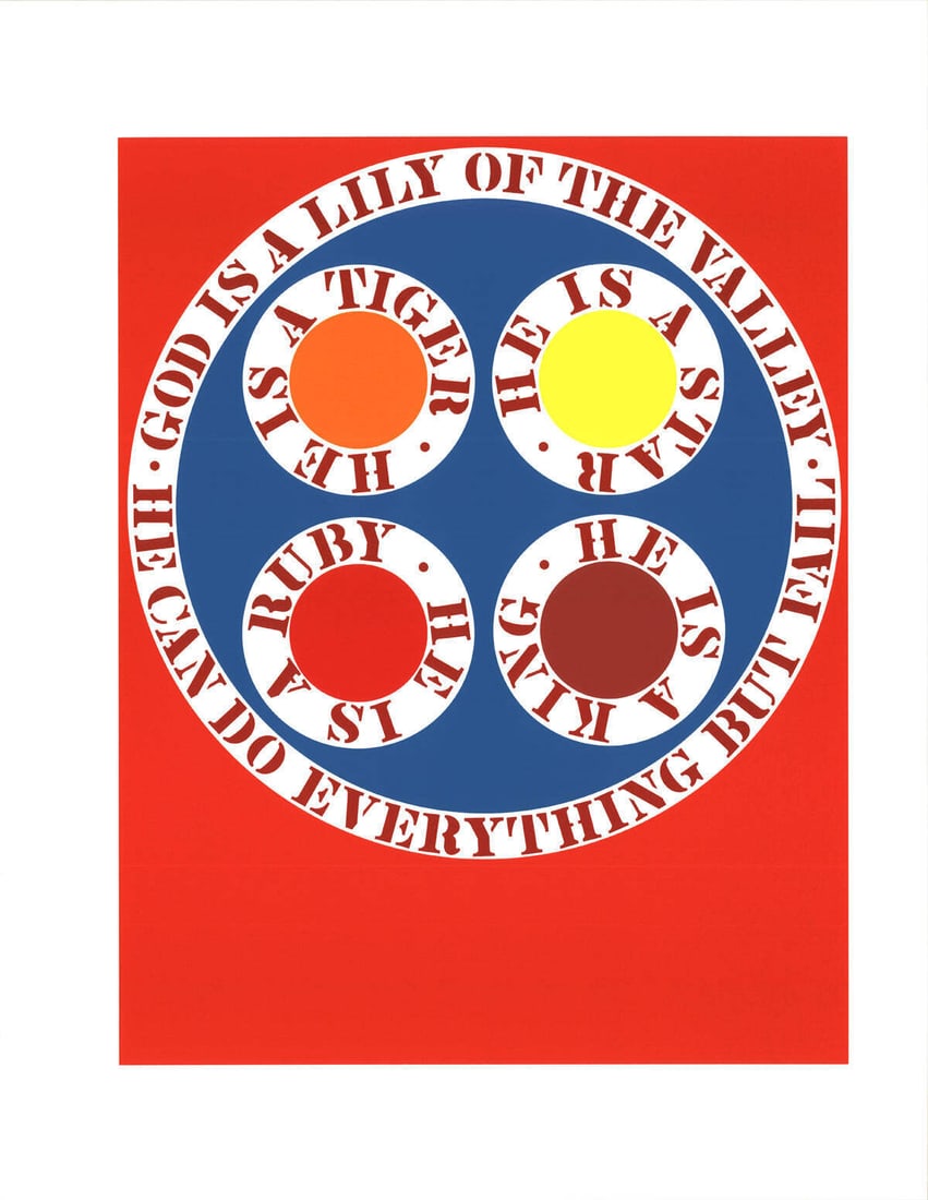 ROBERT INDIANA God Is Lily of the Valley 22" x 17" Serigraph 1997 Pop Art Multic (1 of 3)