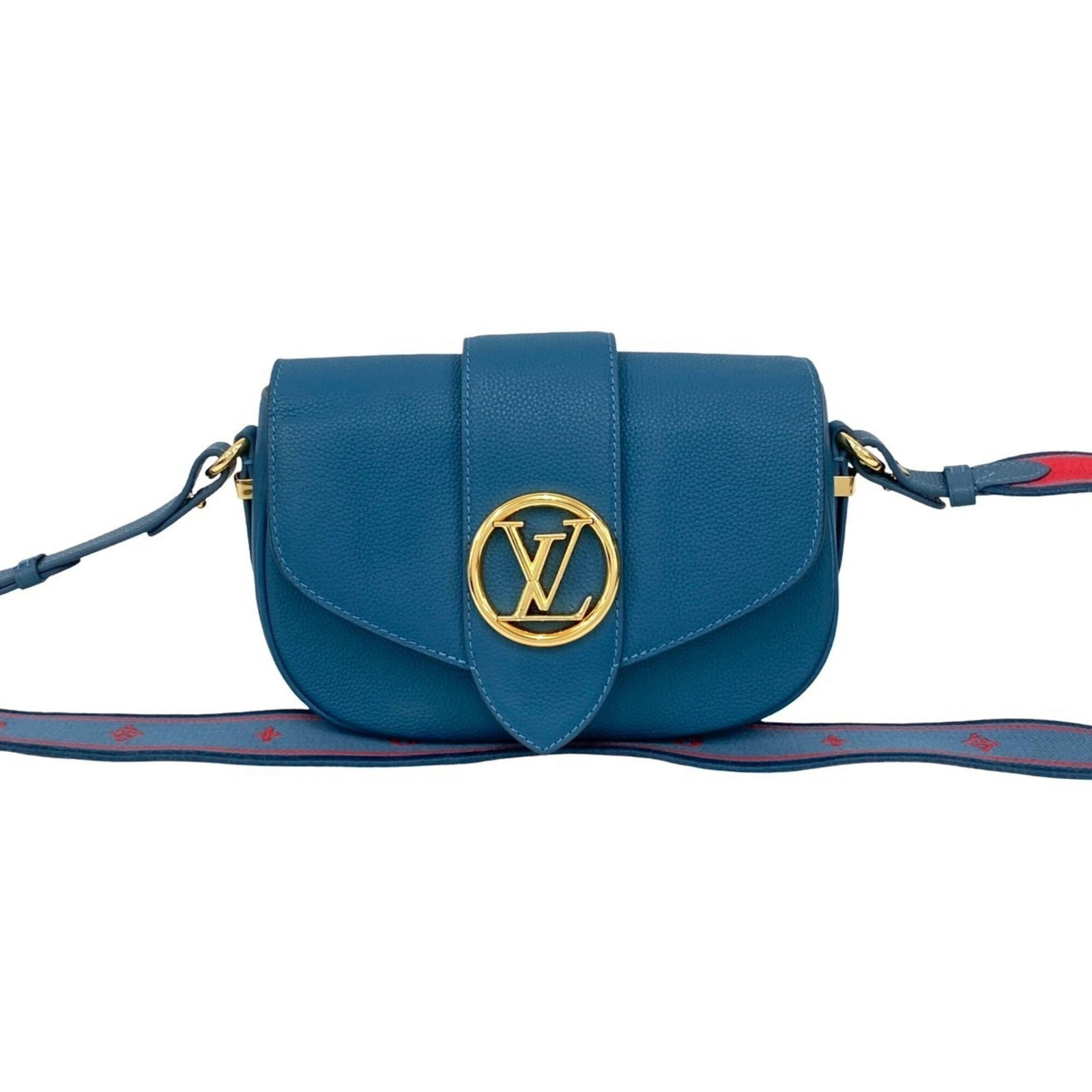 Leather Louis Vuitton Pochette shoulder bag: Leather Louis Vuitton Pochette shoulder bag A stunning pre-owned Louis Vuitton Pochette shoulder bag in rich blue leather, boasting classic LV monogram pattern and sleek design that exudes timeless so