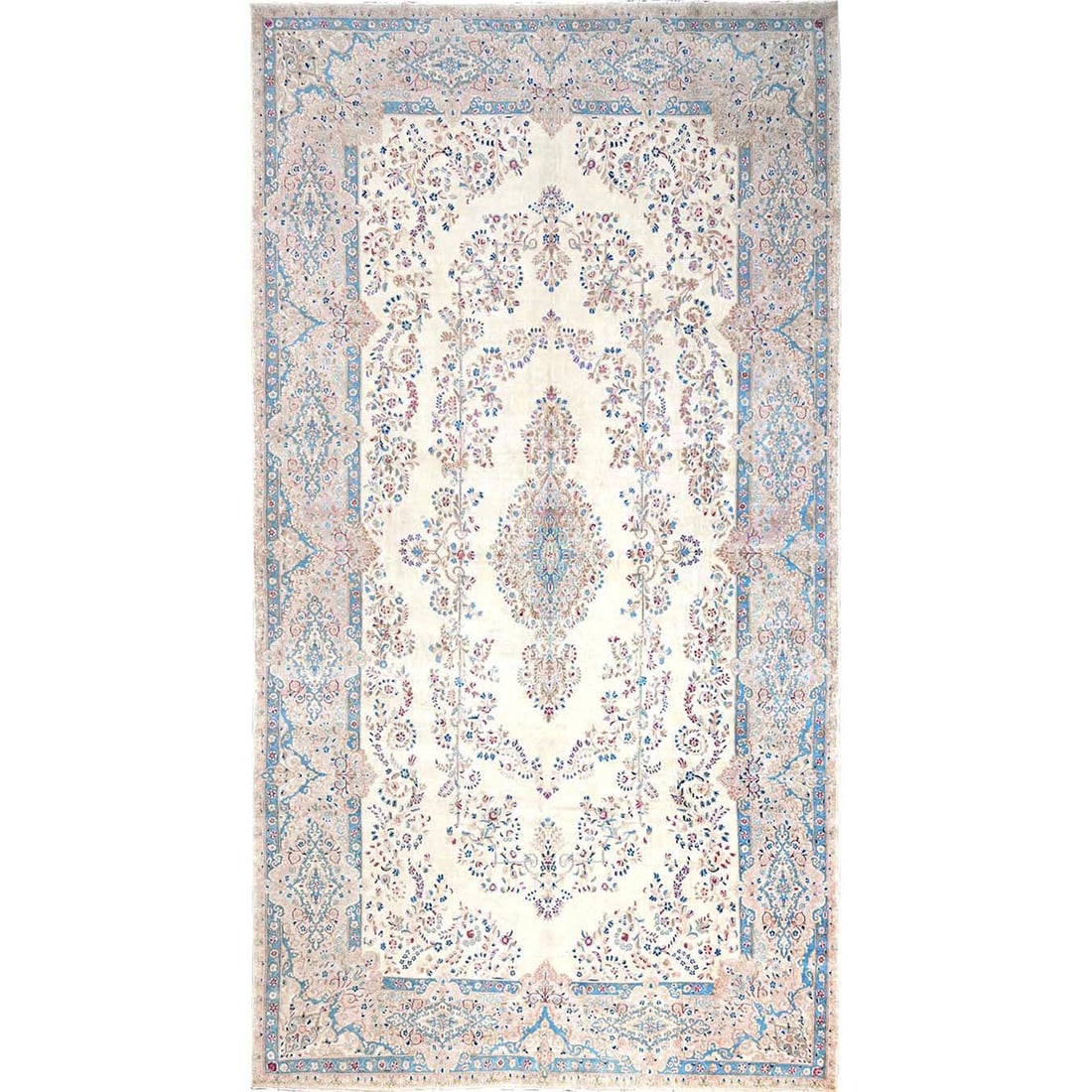 10'8"x20' Ivory Vintage Zoroastrian Karman XL Soft Wool Hand Knotted Rug (1 of 12)