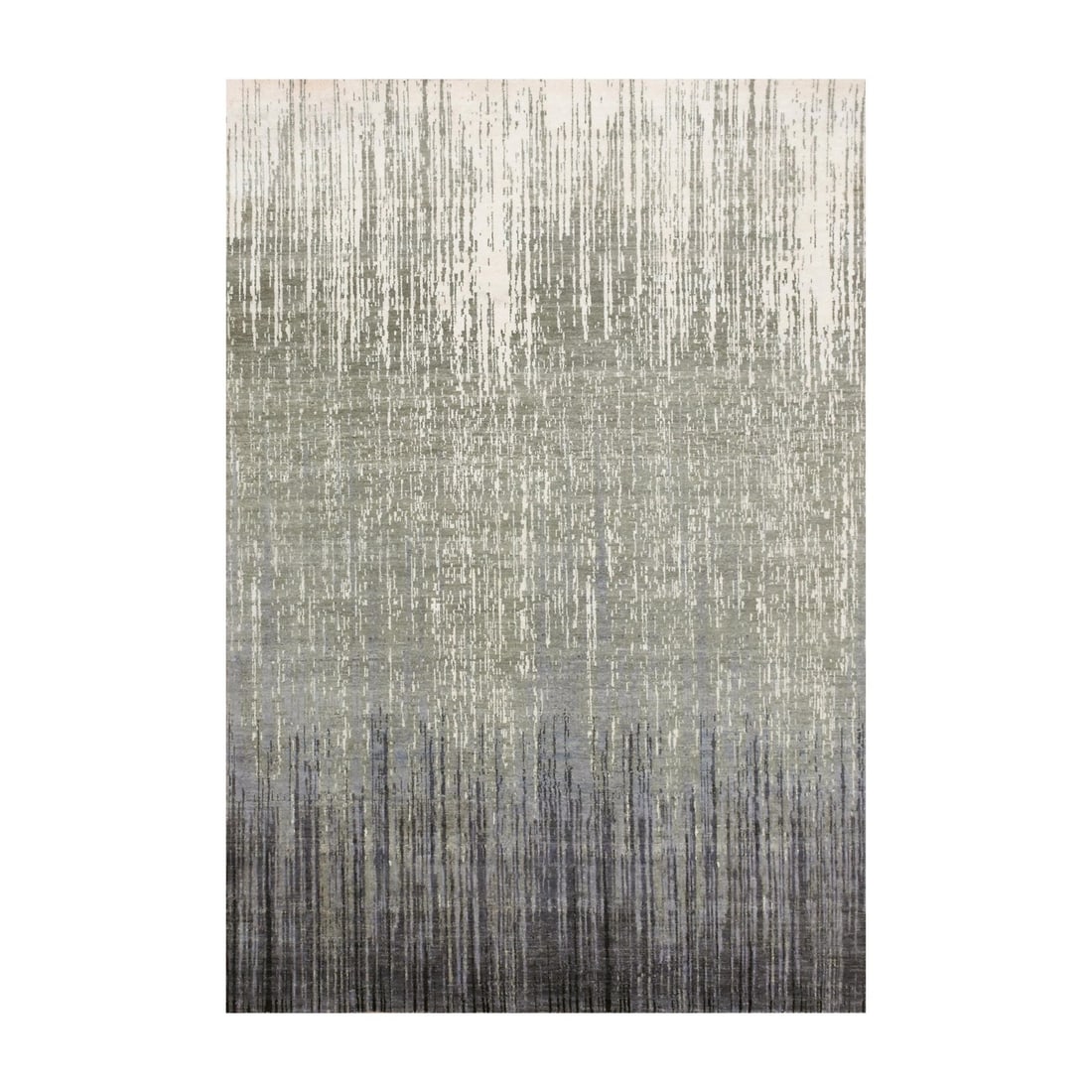 6'1"x9'2" Gray Modern Ombre Design Pure Wool Hand Knotted Rug: 6'1"x9'2" Gray Modern Ombre Design Pure Wool Hand Knotted Rug Experience the rich beauty of India with this stunning 6'1"x9'2" gray modern ombre design pure wool hand knotted rug, expertly crafted