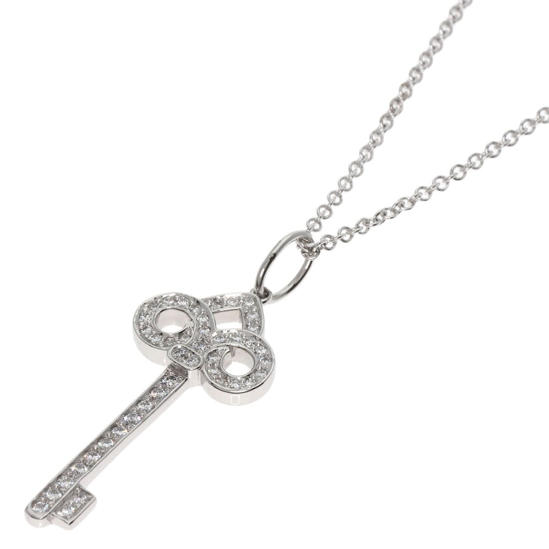 TIFFANY&Co. Fleur de Lis Key Diamond Necklace Platinum PT950 K18 White (1 of 5)