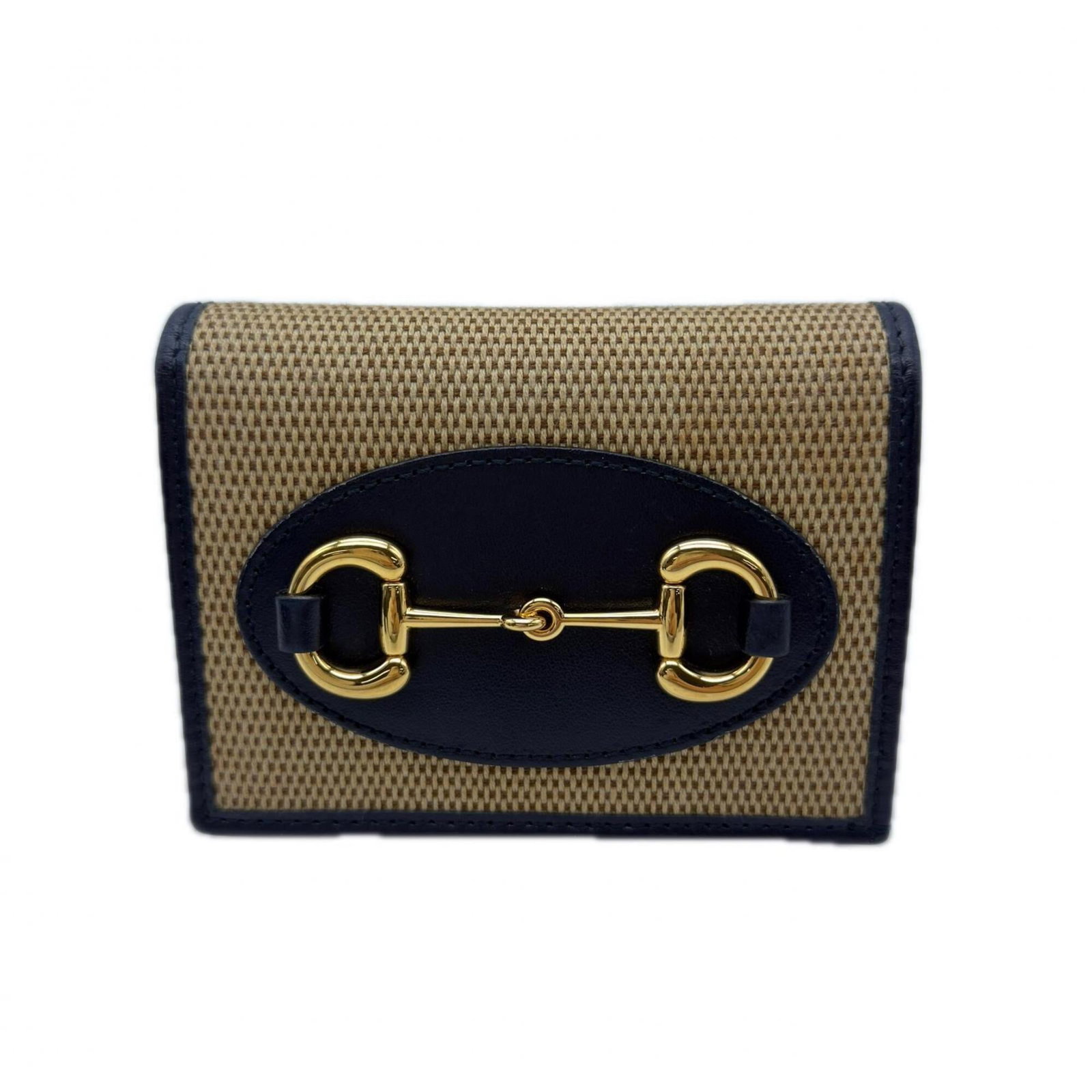 Gucci Wallet (Bi-Fold) Canvas, Leather: Gucci Wallet (Bi-Fold) Canvas, Leather A pre-owned Gucci bi-fold wallet in classic beige and navy, crafted from high-quality canvas and leather. With its timeless design and durable construction, this