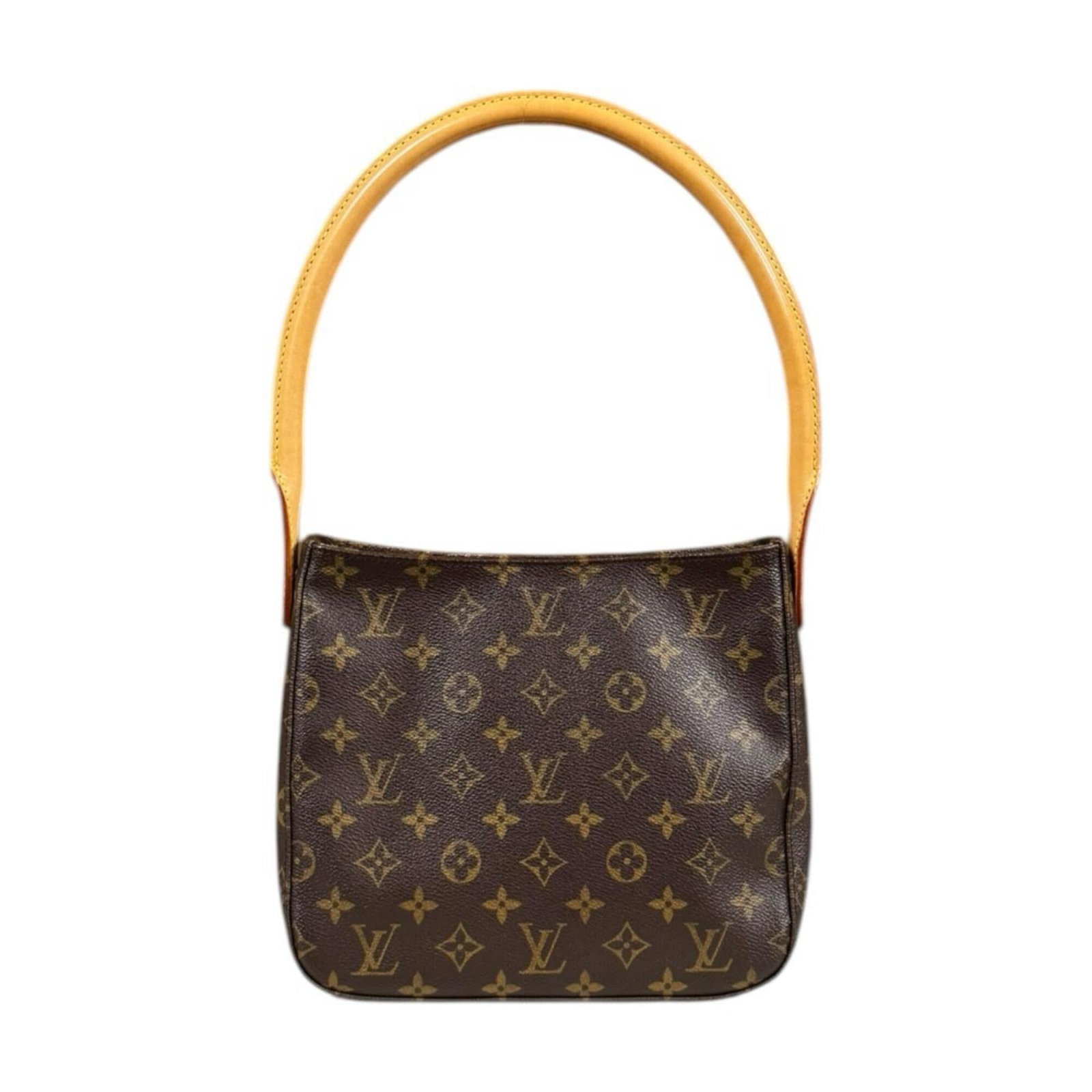 Louis Vuitton Shoulder Bag Monogram: Louis Vuitton Shoulder Bag Monogram A timeless piece from the iconic Louis Vuitton brand, this monogram shoulder bag boasts the signature LV pattern in rich brown tones. With its sturdy zipper
