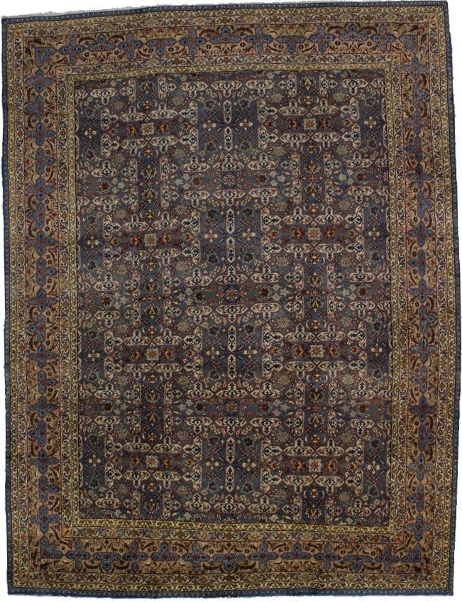 10x13 Vintage Blue Wool Oriental Rug Allover Floral Design Home Decor Carpet: 10x13 Vintage Blue Wool Oriental Rug Allover Floral Design Home Decor Carpet Add warmth and elegance to any room with this stunning 10x13 vintage blue wool oriental rug, boasting an all-over floral de