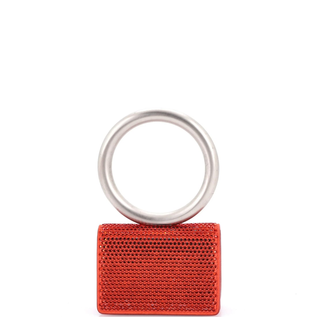 Suede card holder ring embellished with crystal by Salvatore Ferragamo: Suede card holder ring embellished with crystal by Salvatore Ferragamo Elevate your style with the iconic Salvatore Ferragamo ring handle card holder, adorned with crystal embellishments that add a