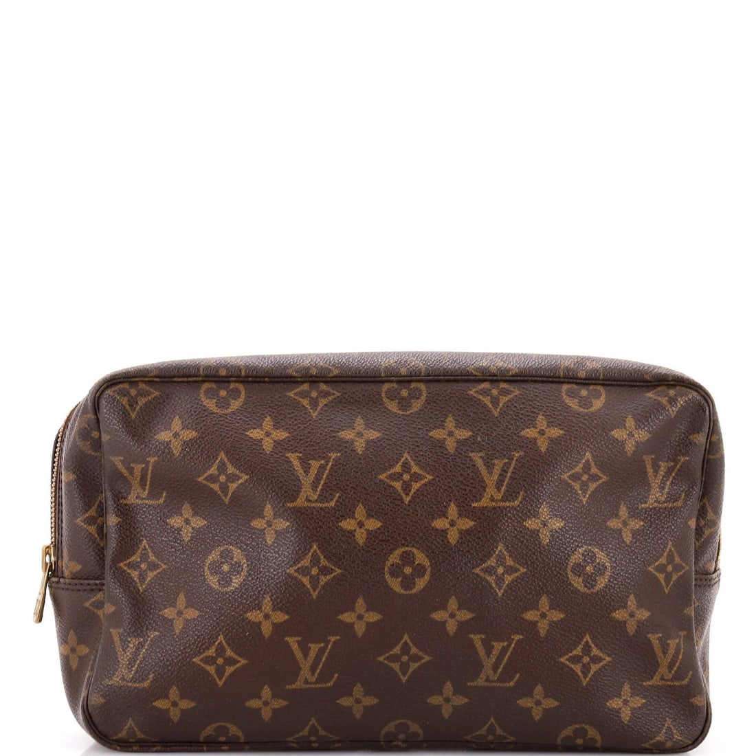 Louis Vuitton Trousse Toiletry Pouch Monogram Canvas 28: Louis Vuitton Trousse Toiletry Pouch Monogram Canvas 28 A classic Louis Vuitton Trousse Toiletry Pouch in rich brown monogram canvas, this stylish accessory boasts the iconic LV logo and sleek design