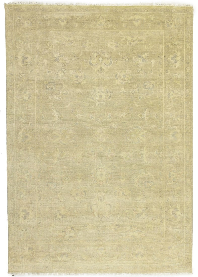 6X9 ft Floral Transitional Hand-Knotted Muted Beige Oriental Rug Decor Carpet: 6X9 ft Floral Transitional Hand-Knotted Muted Beige Oriental Rug Decor Carpet Add warmth and sophistication to any room with our stunning 6x9 ft floral transitional hand-knotted rug, expertly woven fr