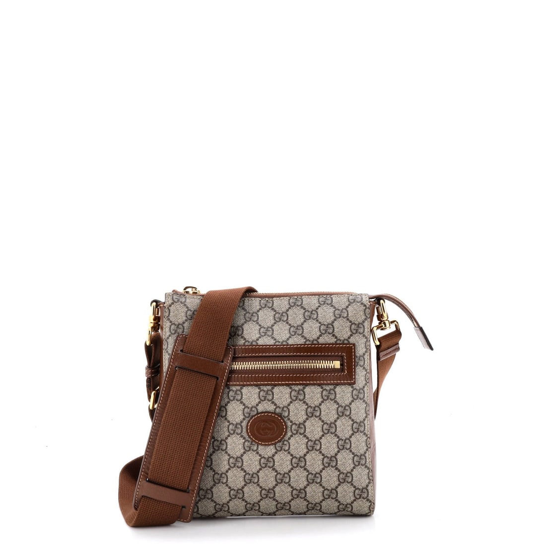 Gucci messenger bag with interlocking g patch and zip, coated canvas small. (1 of 5)