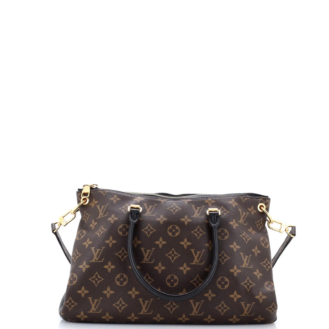 Louis Vuitton canvas tote monogram leather: Louis Vuitton canvas tote monogram leather A rare opportunity to own a pre-owned Louis Vuitton Pallas Tote, boasting the iconic monogram canvas exterior and luxurious leather accents in rich brown