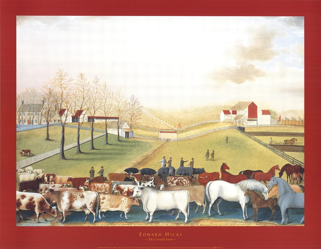 EDWARD HICKS The Cornell Farm 22" x 28" Offset Lithograph 1994 Contemporary Edwa (1 of 4)