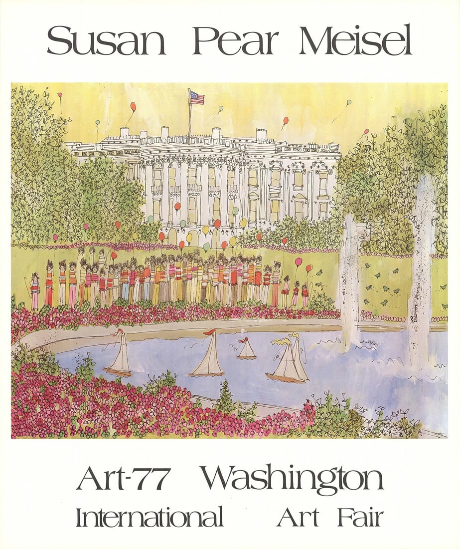 SUSAN PEAR MEISEL The White House 30" x 25.5" Offset Lithograph 1977 Contemporar (1 of 1)