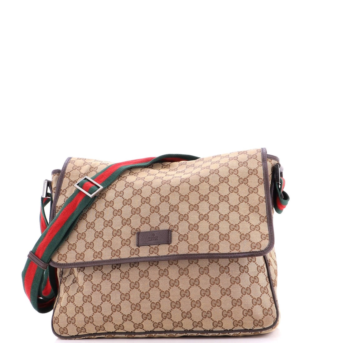 Gucci Web Strap Flap Messenger GG Canvas Medium: Gucci Web Strap Flap Messenger GG Canvas Medium A timeless Gucci messenger bag, the Web Strap Flap Messenger GG Canvas Medium boasts classic style with a medium canvas size perfect for everyday use.