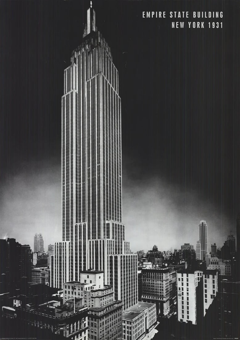 ARTIST UNKNOWN Empire State Building 34" x 24" Offset Lithograph 2000 Photograph (1 of 4)