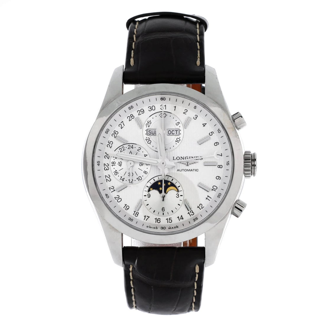 Longines Stainless Steel Chronograph Automatic Moonphase Watch (1 of 6)