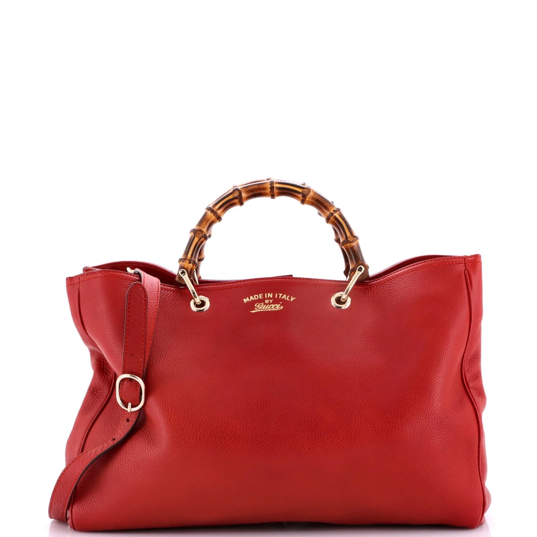 Gucci Large Leather Tote Shopper Bamboo: Gucci Large Leather Tote Shopper Bamboo A stunning Gucci Large Leather Tote Shopper Bamboo in bold red leather, crafted with exceptional quality and attention to detail. With its spacious interior