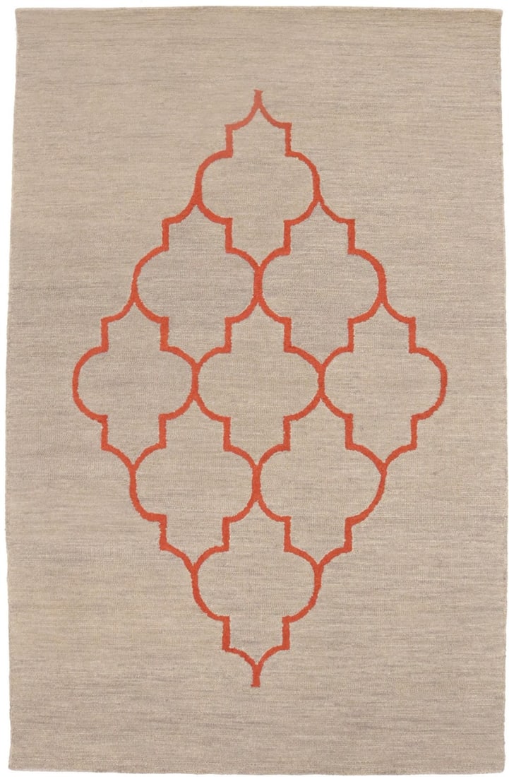 Modern Beige & Orange Trellis Hand-Tufted Rug Contemporary Area Carpet 5x8 (1 of 12)