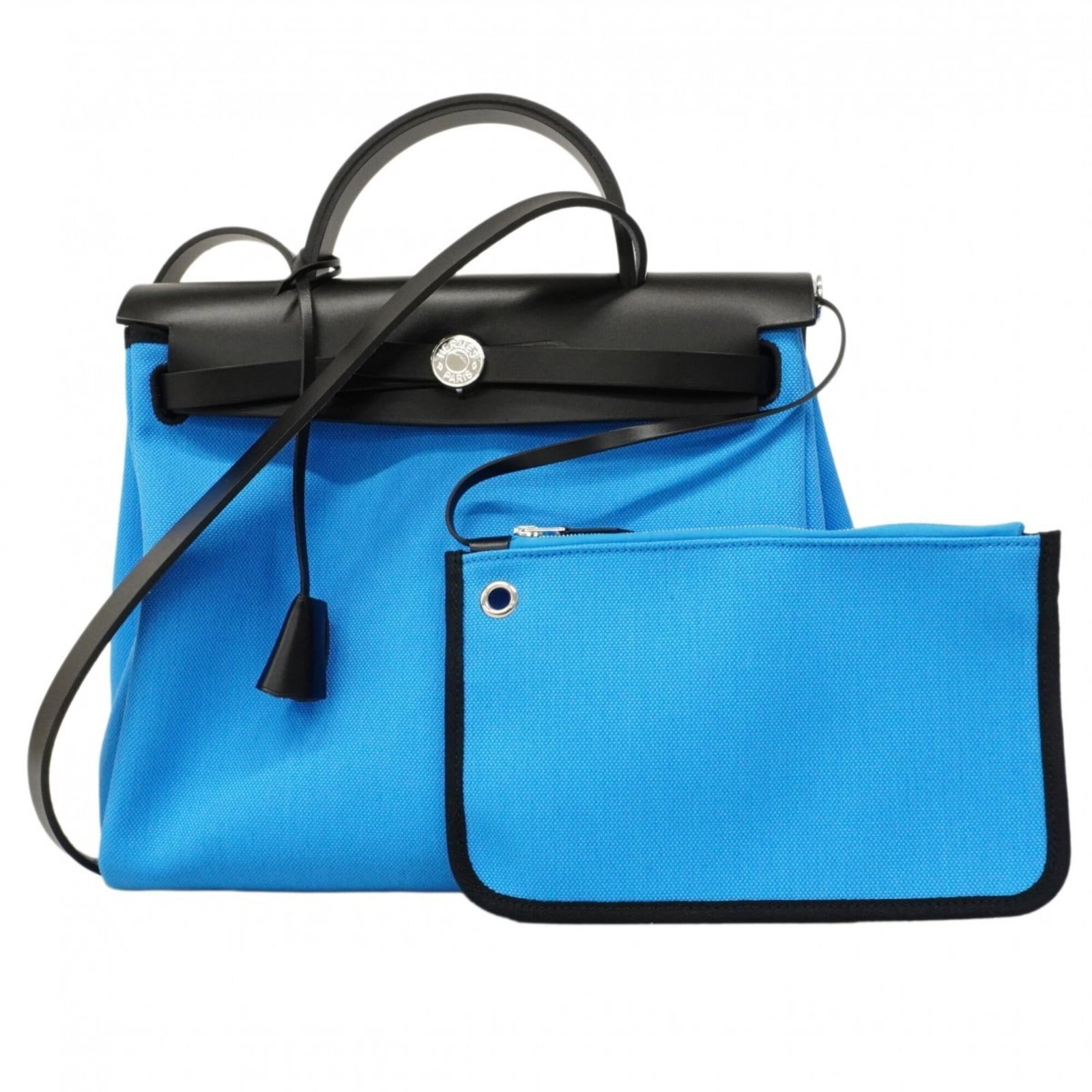 Hermes Handbag Toile Officier: Hermes Handbag Toile Officier A timeless and sophisticated choice, the Hermes Handbag Toile Officier is a classic black leather bag with intricate silver hardware, perfect for adding a touch of