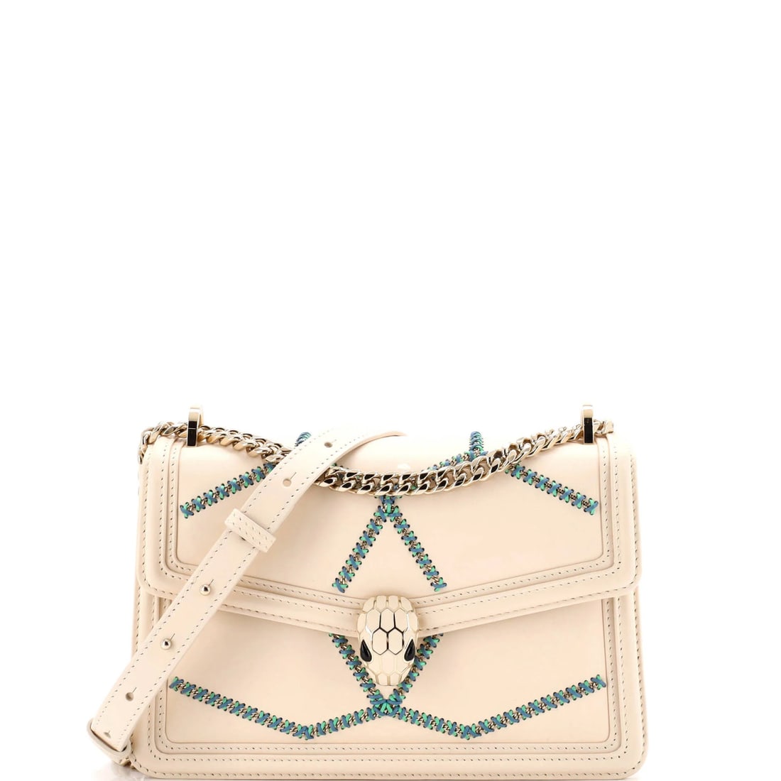 Bvlgari small leather whipstitched shoulder bag forever.: Bvlgari small leather whipstitched shoulder bag forever. The Bvlgari Serpenti Forever Shoulder Bag is a timeless classic, boasting whipstitched leather details that add a touch of sophistication to