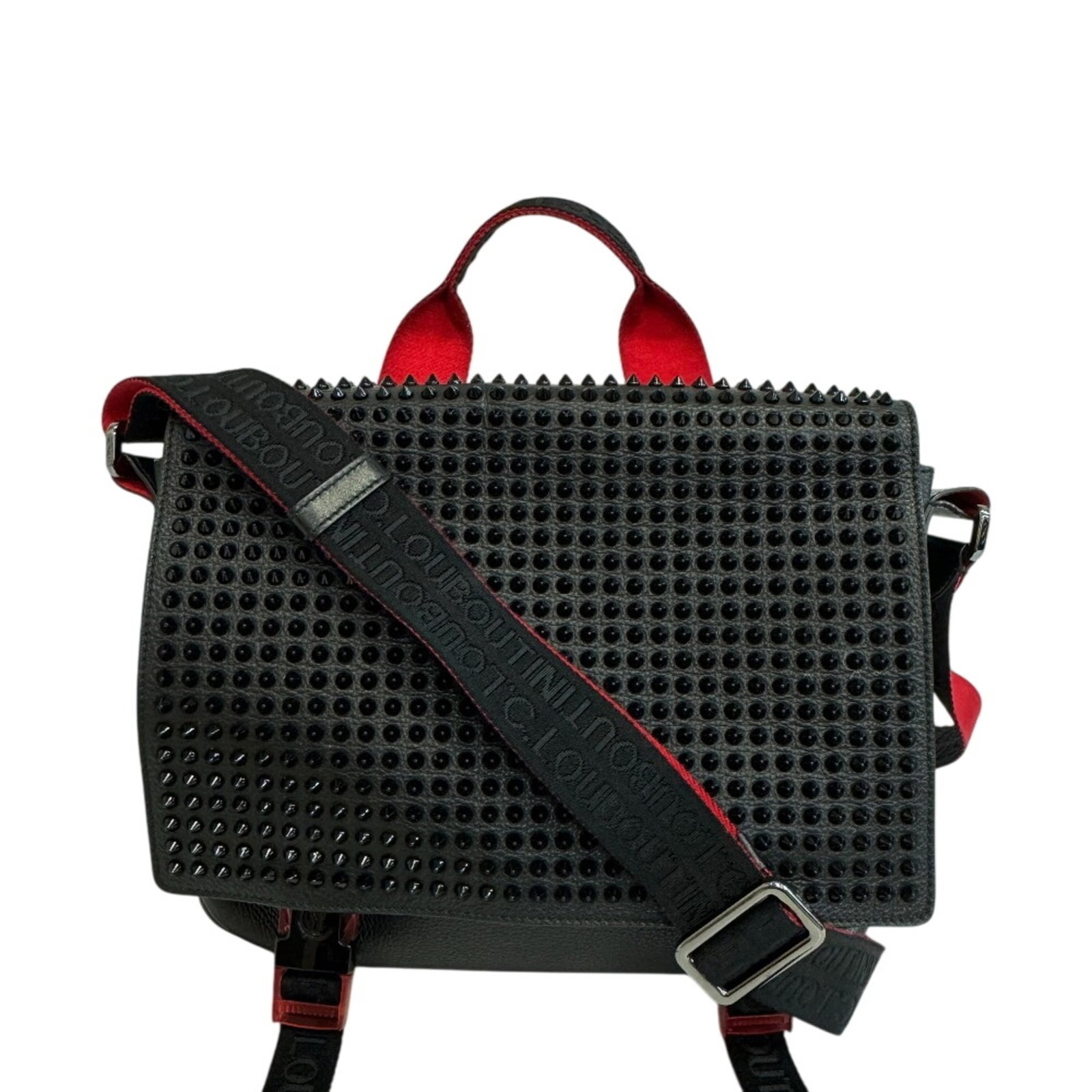 Christian Louboutin Leather Shoulder Messenger Bag: Christian Louboutin Leather Shoulder Messenger Bag Elevate your daily style with this luxurious Christian Louboutin leather shoulder messenger bag, boasting sleek black and red color options that add 