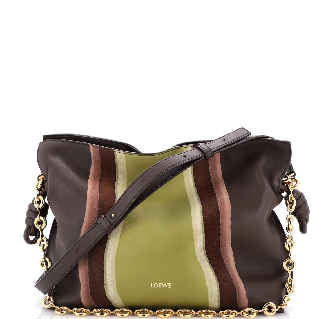 Loewe medium printed leather landscape knot chain clutch donut flamenco. (1 of 5)