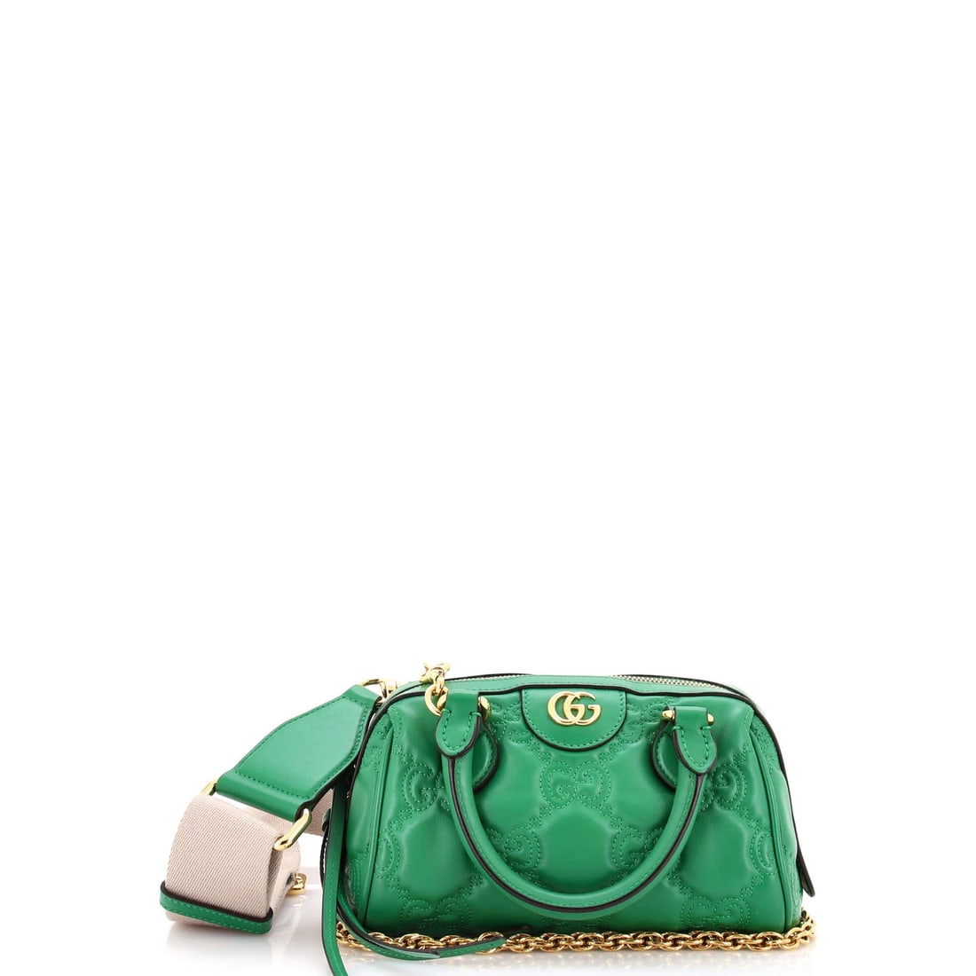 Gucci Boston Mini Bag Matelasse Leather Top Handle Convertible: Gucci Boston Mini Bag Matelasse Leather Top Handle Convertible Experience the epitome of luxury with this stunning Gucci Boston Mini Bag, crafted from rich GG Matelasse leather in a vibrant green