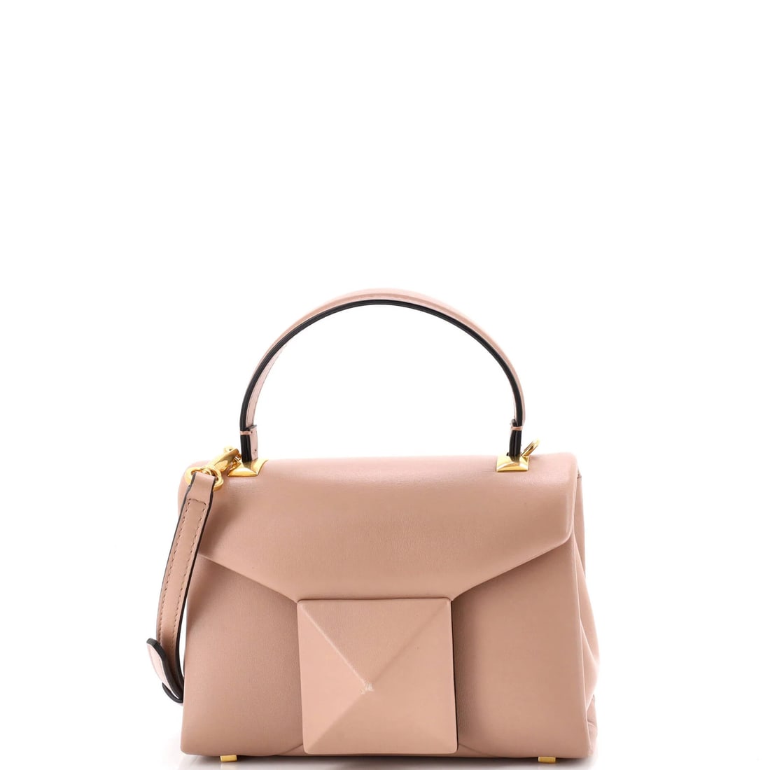 Valentino Garavani leather mini top handle bag with flap.: Valentino Garavani leather mini top handle bag with flap. A stunning Valentino Garavani leather mini top handle bag, boasting sleek design and luxurious feel, is up for grabs. With its signature
