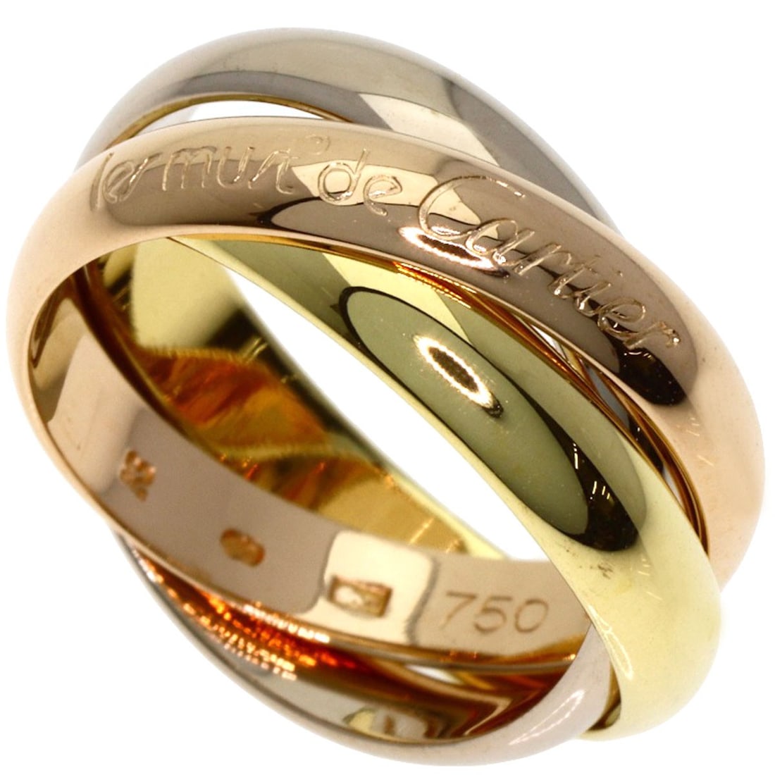 CARTIER Trinity #48 Ring K18 Yellow Gold 18K Pink Gold: CARTIER Trinity #48 Ring K18 Yellow Gold 18K Pink Gold A stunning Cartier Trinity ring in 18K K18 yellow gold, this elegant piece boasts the iconic brand's signature trinity design, expertly crafted