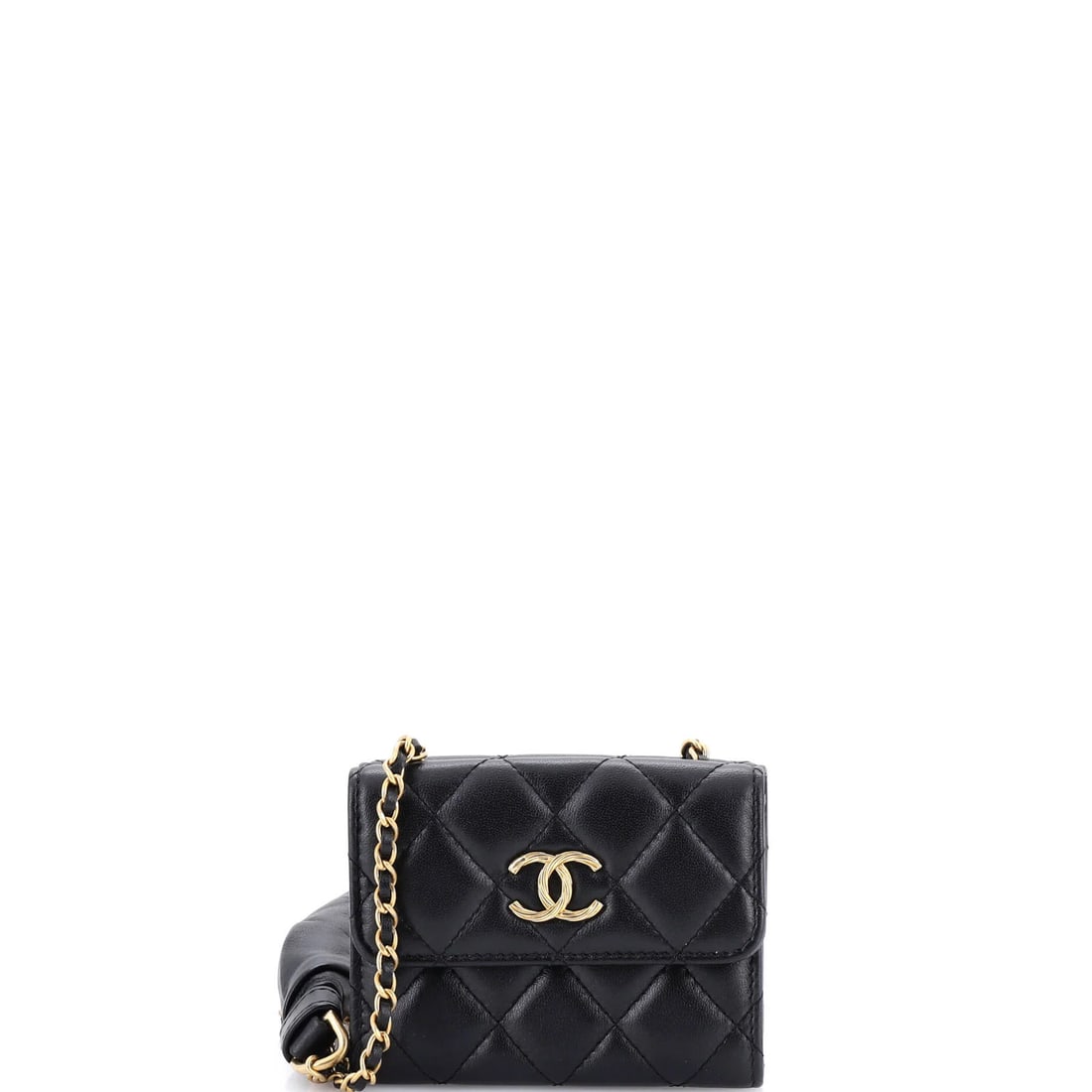 Chanel lambskin quilted card holder with padded chain strap (1 of 5)