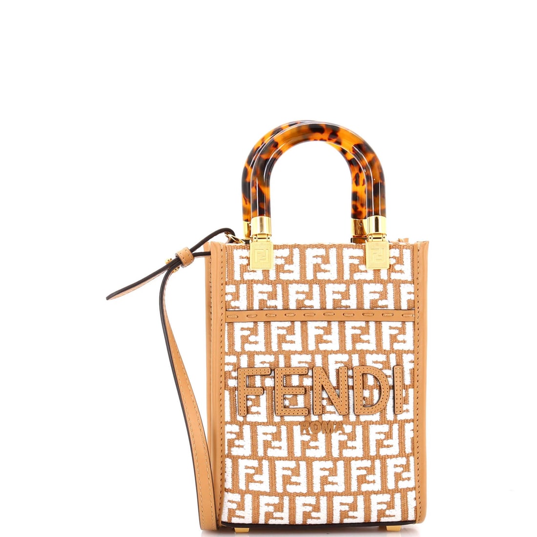 Fendi Raffia Mini Zucca Embroidered Sunshine Shopper Tote (1 of 5)